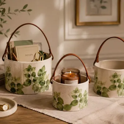 Decorative objects - Hand-Painted Ceramic Basket – Roots Collection - DASTHAA