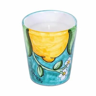 Fragrance for women & men - BUONGIORNO POSITANO Hand Painted Lemon Soy Candle - Lemon Basil & Mandarin 200g - CASA AMALFI