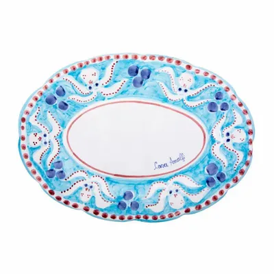 Fragrance for women & men - LIGHT BLUE POLIPO OVAL SERVING PLATE 30 cm - CASA AMALFI