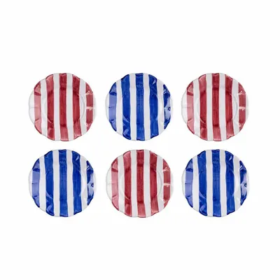 Parfums pour soi et eaux de toilette - PETITES ASSIETTES RAYURES ROUGE & BLEU - Set de 6 - 16CM - CASA AMALFI