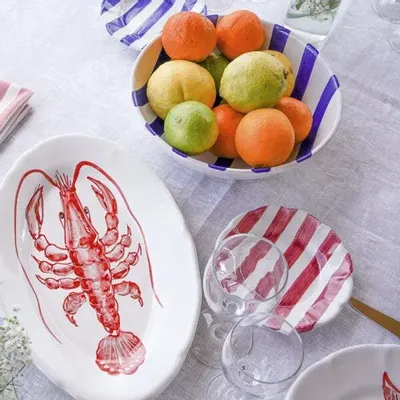 Parfums pour soi et eaux de toilette - PETITES ASSIETTES RAYURES ROUGE & BLEU - Set de 6 - 16CM - CASA AMALFI