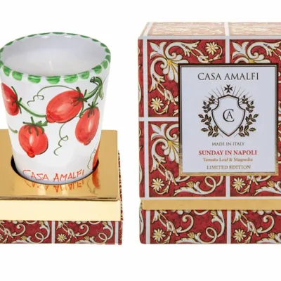 Parfums pour soi et eaux de toilette - SUNDAY IN NAPOLI Bougie en Cire de Soja Pomodorini Peinte à la Main - Feuille de Tomate & Magnolia 200g - CASA AMALFI