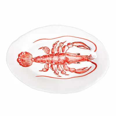 Fragrance for women & men - RED LOBSTER OVAL SERVING PLATE - 32cm - CASA AMALFI
