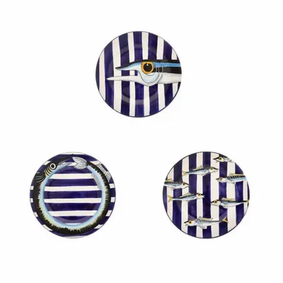 Fragrance for women & men - HAND PAINTED FISH DINNER PLATES - Set of 3 - CASA AMALFI