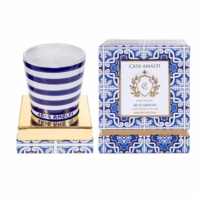 Parfums pour soi et eaux de toilette - BLUE GROTTO Bougie en Cire de Soja Peinte à la Main - Acqua Marine & Sel Marin 200g - CASA AMALFI