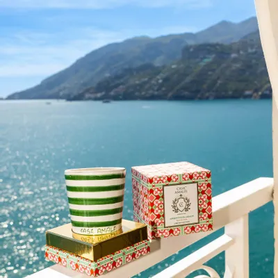 Bougies - APERITIVO IN AMALFI Bougie en Cire de Soja Peinte à la Main - Romarin & Menthe 200g - CASA AMALFI