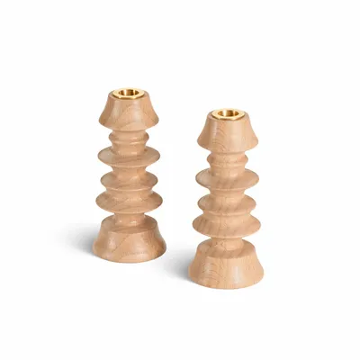 Objets de décoration - Bougeoirs en bois PAGODE - naturel - MAISON PECHAVY
