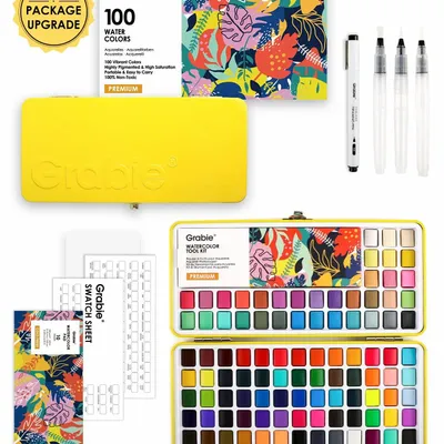 Papeterie bureau - Ensemble de 100 aquarelles haut de gamme tout-en-un - GRABIE