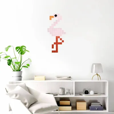 Stained glass decoration - Decorative adhesive glass mosaic flamingo #01 - PIXELBOX