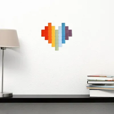 Stained glass decoration - Decorative adhesive glass mosaic heart #01 - PIXELBOX