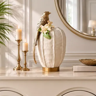 Vases - Bird & Orchid Handcrafted Vase - DASTHAA