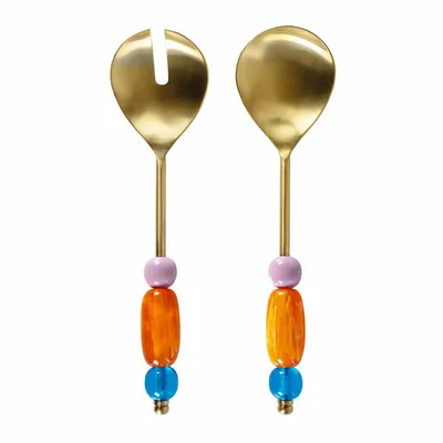 Flatware - Set of 2 steel salad servers with resin handle - WD LIFESTYLE