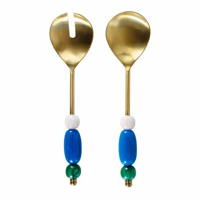 Flatware - Set of 2 steel salad servers with resin handle - WD LIFESTYLE