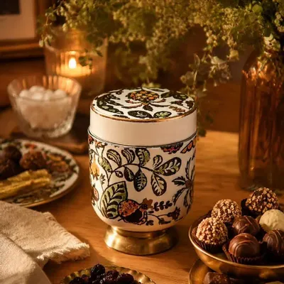Flatware - Pedestal Lidded Jar - Persian Garden Collection - DASTHAA
