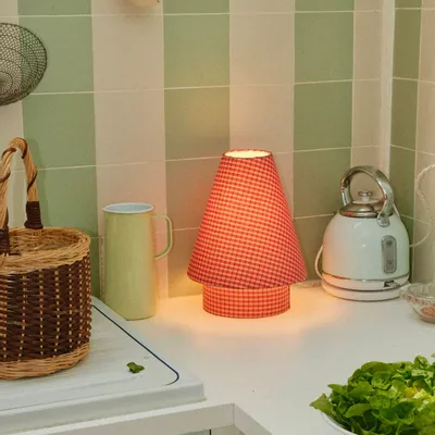 Decorative objects - SIMONE lamp - Vichy red and white - STUDIO AL OESTÉ