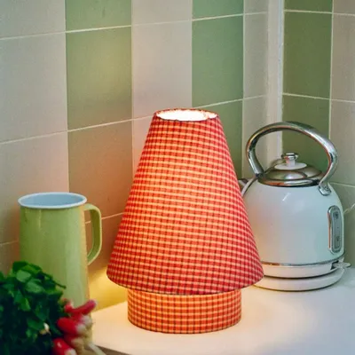 Decorative objects - SIMONE lamp - Vichy red and white - STUDIO AL OESTÉ