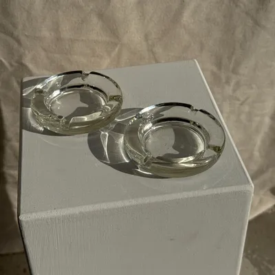 Objets de décoration - Lot de 2 cendriers vintage en verre épais porte-cigarettes D11,5 H2,5 - OFFICE OBJETS