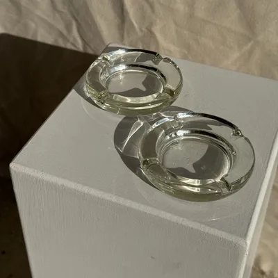 Objets de décoration - Lot de 2 cendriers vintage en verre épais porte-cigarettes D11,5 H2,5 - OFFICE OBJETS