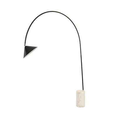 Floor lamps - Black steel floor lamp with porcelain marble base - ANGEL CERDÁ