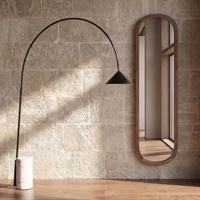 Floor lamps - Black steel floor lamp with porcelain marble base - ANGEL CERDÁ