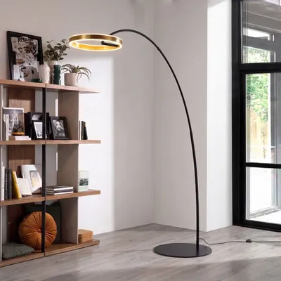 Lampadaires - Lampadaire en acier doré poli et acier noir - ANGEL CERDÁ