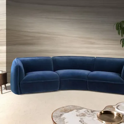 Sofas - 3-Seater Dark Blue Velvet Sofa - ANGEL CERDÁ