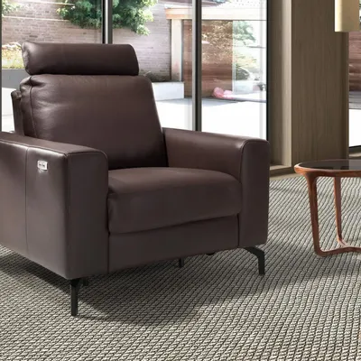 Armchairs - Chocolate brown leather recliner armchair - ANGEL CERDÁ