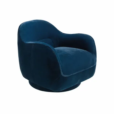 Fauteuils - Fauteuil pivotant en velours bleu foncé - ANGEL CERDÁ