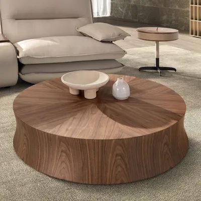 Coffee tables - Round Walnut Coffee Table - ANGEL CERDÁ