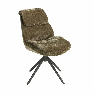 Chaises - Chaise pivotante en velours vert olive - ANGEL CERDÁ