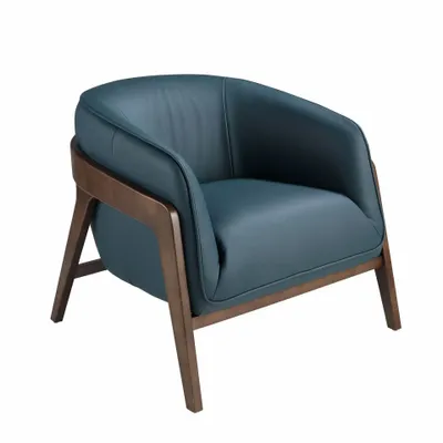 Fauteuils - Fauteuil en cuir bleu pétrole - ANGEL CERDÁ