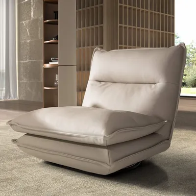 Fauteuils - Fauteuil pivotant en cuir gris taupe - ANGEL CERDÁ
