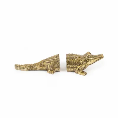 Sculptures, statuettes et miniatures - Serre-Livres Crocodile - Laiton - BAZAR BIZAR LIVING