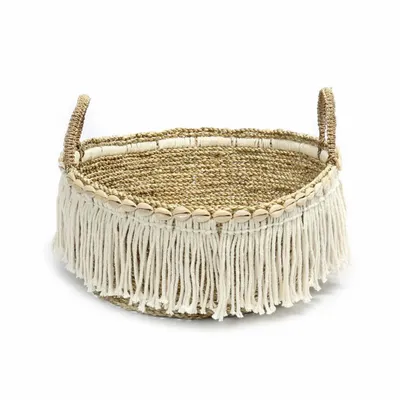 Baskets - The Boho Fringe Basket - Natural White - BAZAR BIZAR LIVING