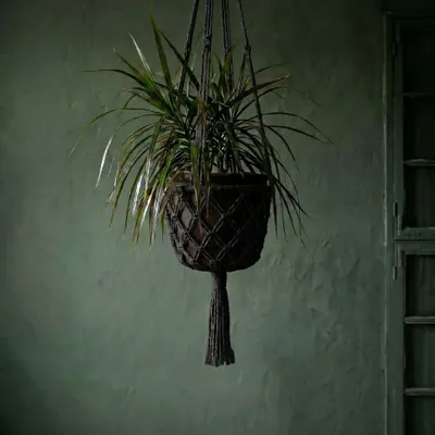 Decorative objects - The Macrame Plant Holder - Black - L - BAZAR BIZAR LIVING