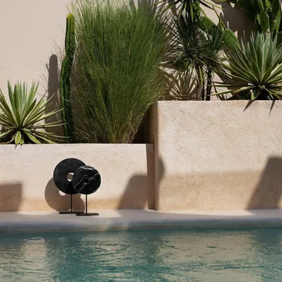 Sculptures, statuettes et miniatures - Le Disque En Marbre Sur Support - Noir - L - BAZAR BIZAR LIVING