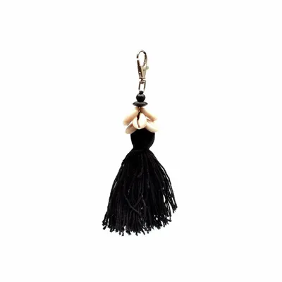 Decorative objects - The Cowrie Tassel Keychain - Black - BAZAR BIZAR LIVING