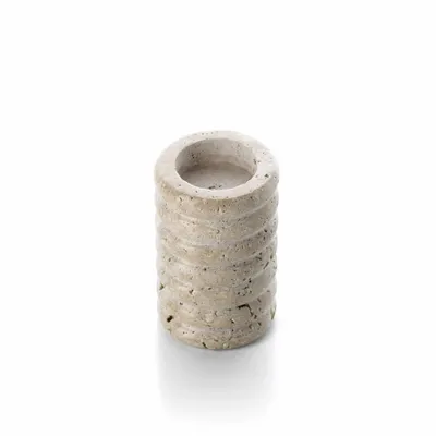 Candlesticks and candle holders - The Travertine Ripple T-Light Holder - Beige - M - BAZAR BIZAR LIVING