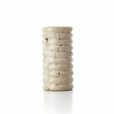 Candlesticks and candle holders - The Travertine Ripple T-Light Holder - Beige - L - BAZAR BIZAR LIVING