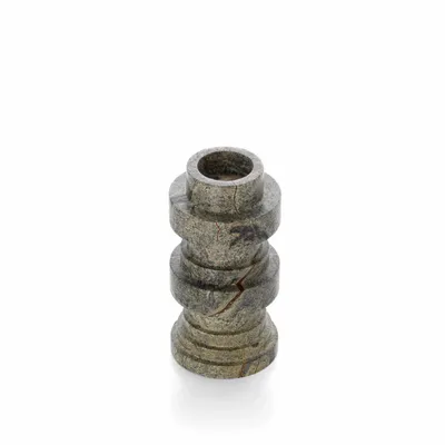 Candlesticks and candle holders - The Bidasar Marble Totemic Candle Holder - Green - BAZAR BIZAR LIVING