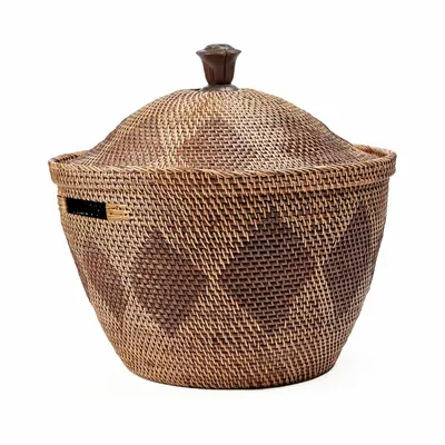 Laundry baskets - The Storage Crown Basket - Natural Brown - BAZAR BIZAR LIVING
