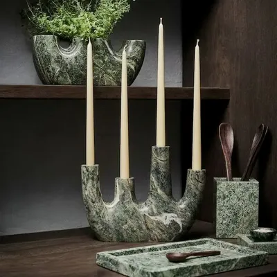 Vases - The Bidasar Marble Vase - Green - High - BAZAR BIZAR LIVING