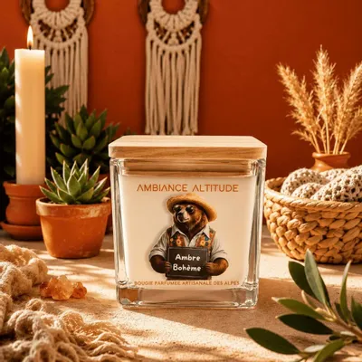 Objets de décoration - Bougie Naturelle Parfumée AMBRE BOHEME - AMBIANCE ALTITUDE