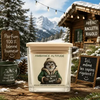 Objets personnalisables - Bougie Naturelle Parfumée CA SENT LE SAPIN ! - AMBIANCE ALTITUDE