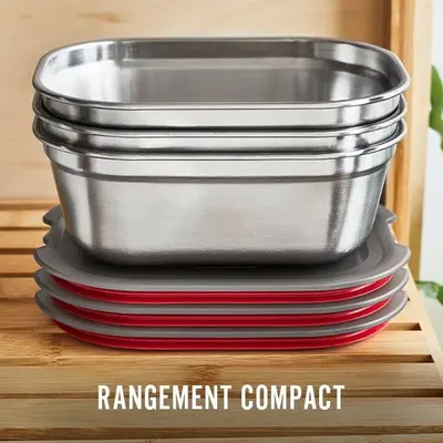 Boîtes de conservation - BLACK+BLUM Lunch Box Inox|Micro-Ondable|Rectangulaire 1.2L|900ml|600ml - BLACK+BLUM EUROPE
