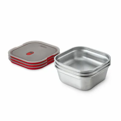 Boîtes de conservation - BLACK + BLUM Boîte Conservation Inox|Micro-Ondable|Carrée 1.1L |1,4 L - BLACK+BLUM EUROPE