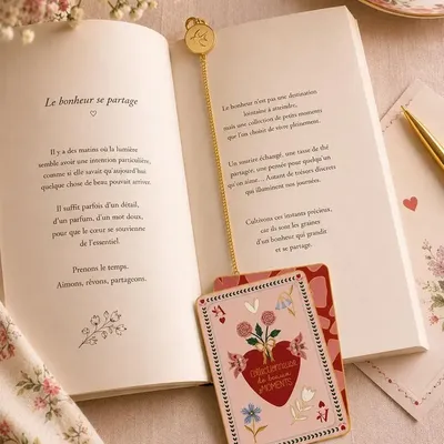 Stationery - Metal bookmark Happiness is shared — Hirondelles & Cie - HIRONDELLES &CIE