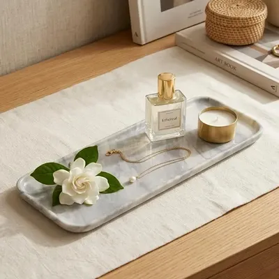 Objets de décoration - Plateau en marbre gris 450X150MM - SAGIT