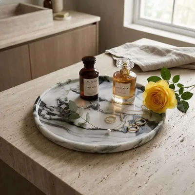 Plateaux - Plateau en marbre vert blanc - SAGIT