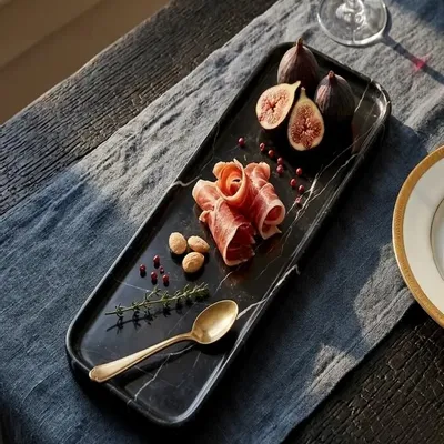 Objets de décoration - Plateau en marbre noir 450X150MM - SAGIT